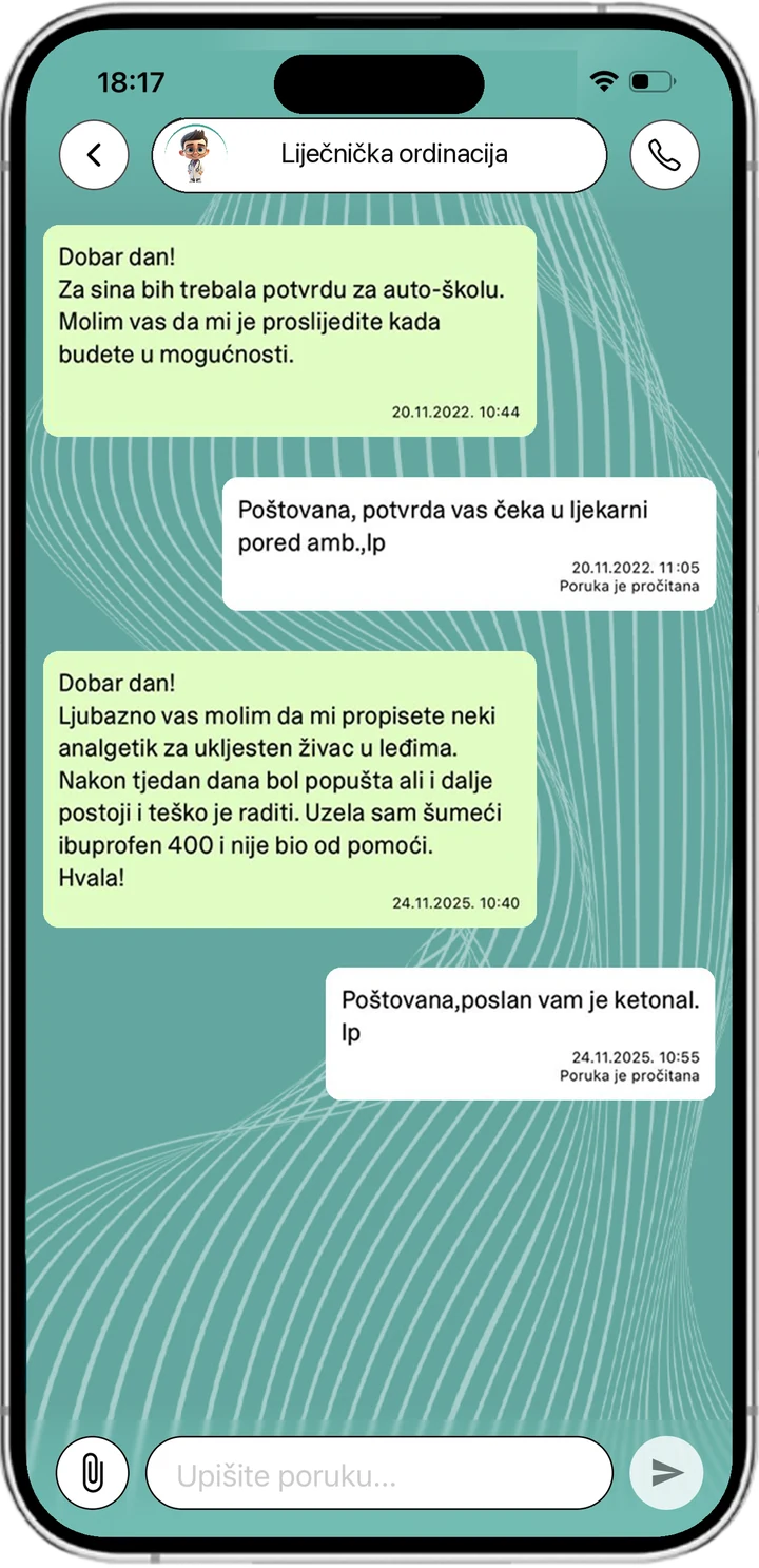 sDoktor mobilna aplikacija: razgovor s liječničkom ordinacijom